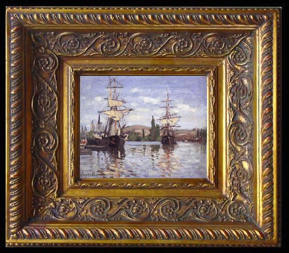 framed  Claude Monet Ships Riding on the Seine at Rouen, Ta078